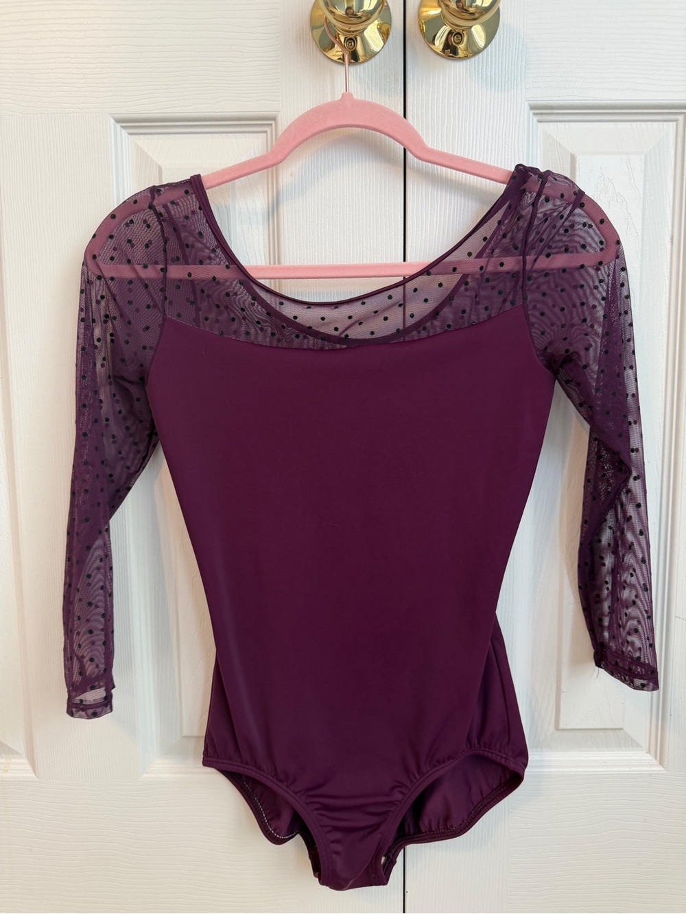 Body Wrappers Premiere Collection Women's Plum Mesh Sleeve Leotard